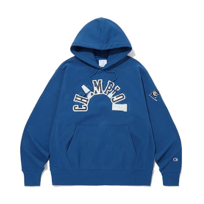 Champion Blue Loose Fit Letter Embroidery Drawstring Hoodie CKTS3F610B2