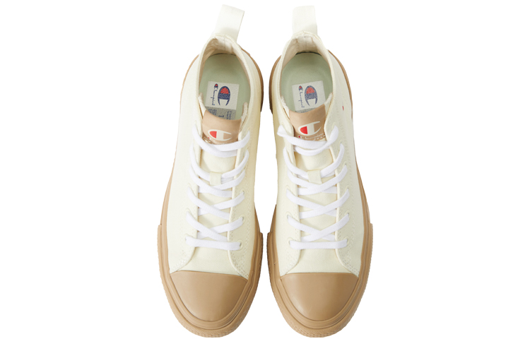 Lookbook Champion Campus 'Embroidered Logo Comfort High-Top Canvas - Cream' U1CFCVU04D1