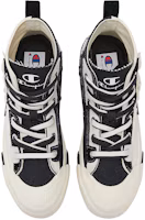 Order Champion校園系列 Campus Active High 解構經典LOGO高筒碎邊硫化帆布鞋 白黑