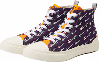 Order Champion Campus系列 Campus Mono High 滿印logo潮流百搭休閒帆布鞋 男女同款 紫色