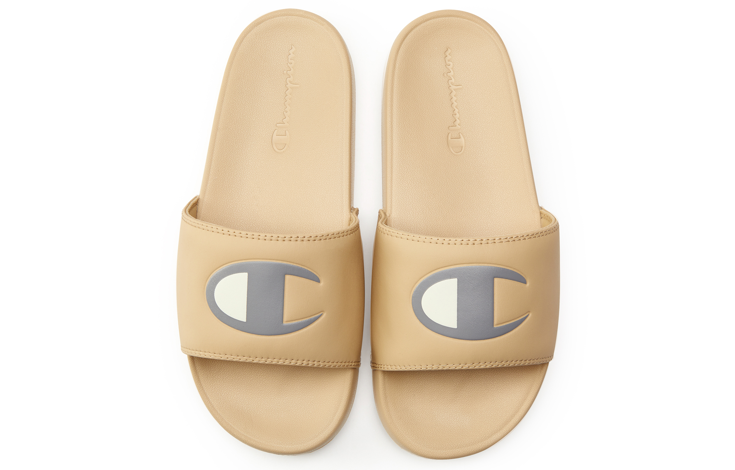 Lookbook チャンピオン キャンパス スライド (カーキ/Cロゴ) U1CFASM05F1