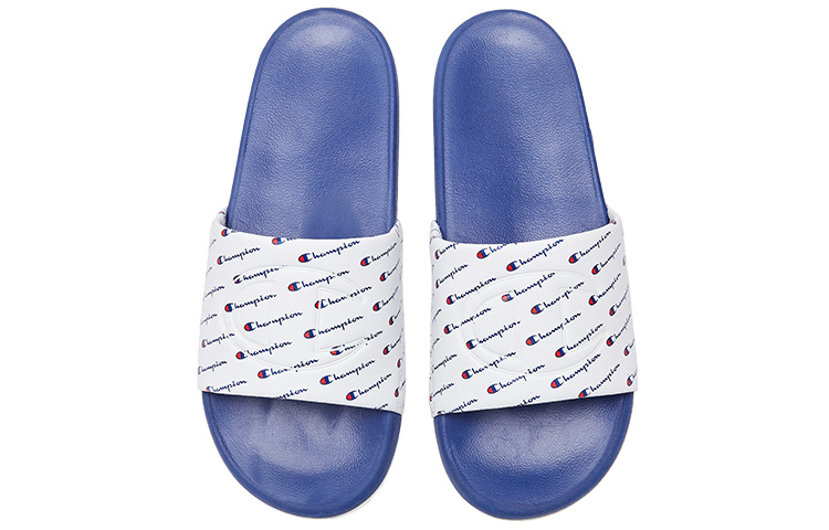 Champion Campus Slide 'Mono Full-Print Logo White Blue' 圖 3