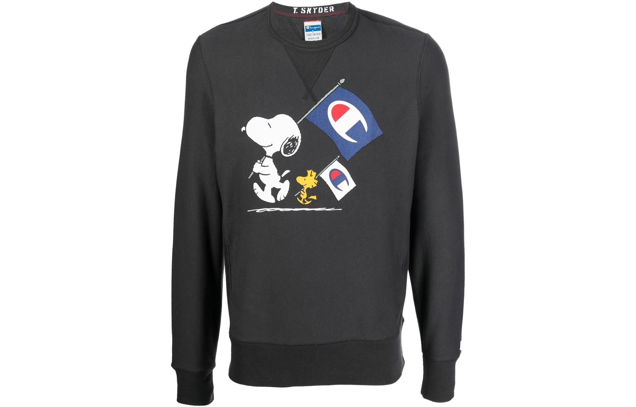 Champion Cartoon Print Pullover Crewneck Sweatshirt Black 217798FT071