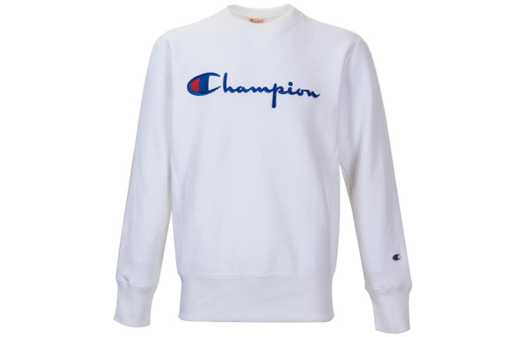 Champion Casual Logo Fleece Pullover Crewneck Sweatshirt White () 212576-F19-WW001-WHT