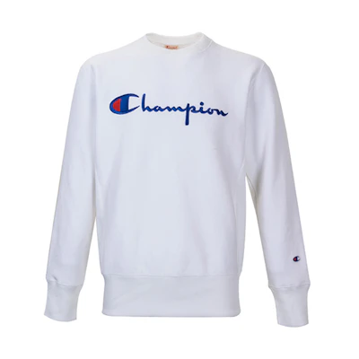 Champion Casual Logo Fleece Pullover Crewneck Sweatshirt White () 212576-F19-WW001-WHT