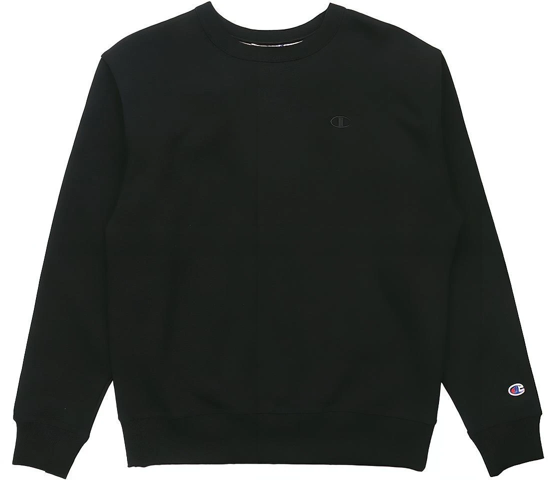 champion-casual-long-sleeve-small-logo-crewneck-fleece-sweatshirt-black-unisex-s0888-407-d55-003