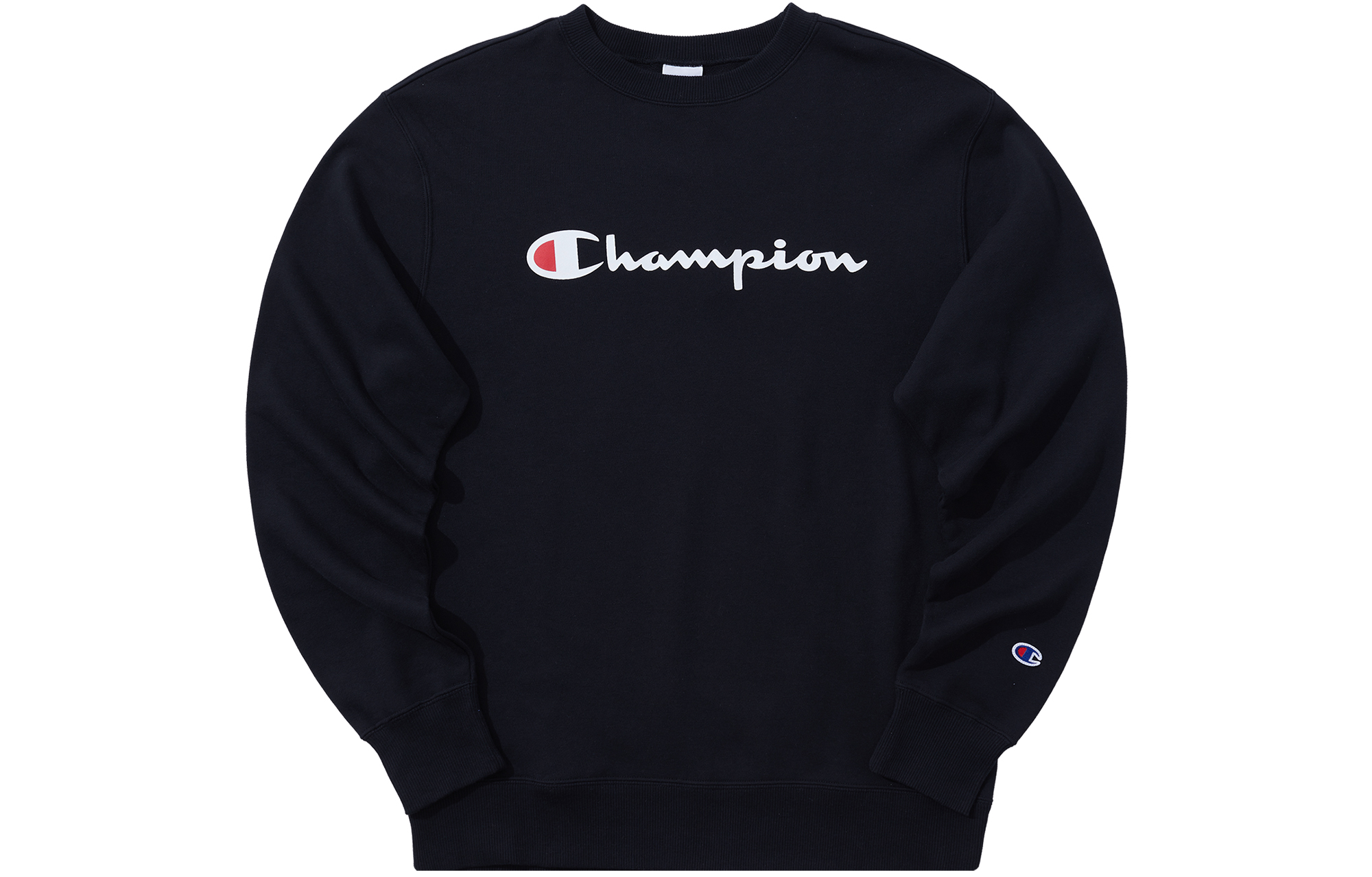 Champion Classic Script Logo Fleece Pullover Crewneck Sweatshirt Black Unisex C3-Q007-3
