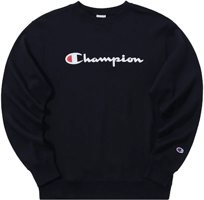 Champion Classic Script Logo Fleece Pullover Crewneck Sweatshirt Black Unisex C3-Q007-3 Buy Champion Classic Script Logo Fleece Pullover Crewneck Sweatshirt Black Unisex C3-Q007-3