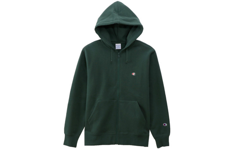 Champion Classic Small C Hoodie Zip-Up Sweatshirt Unisex Deep Green C3-Q106-M803
