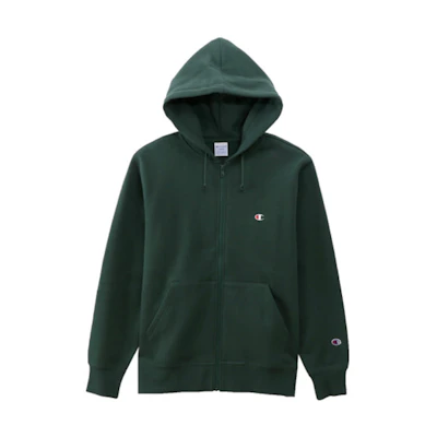 Champion Classic Small C Hoodie Zip-Up Sweatshirt Unisex Deep Green C3-Q106-M803