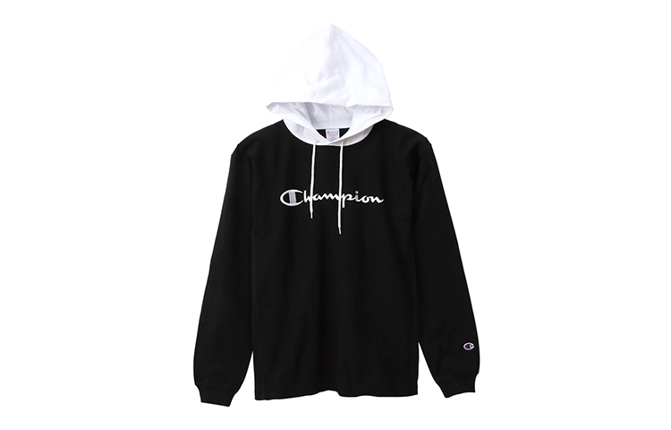 Champion Color-Block Drawstring Hoodie Japan Edition Black/White () C3-P408-090