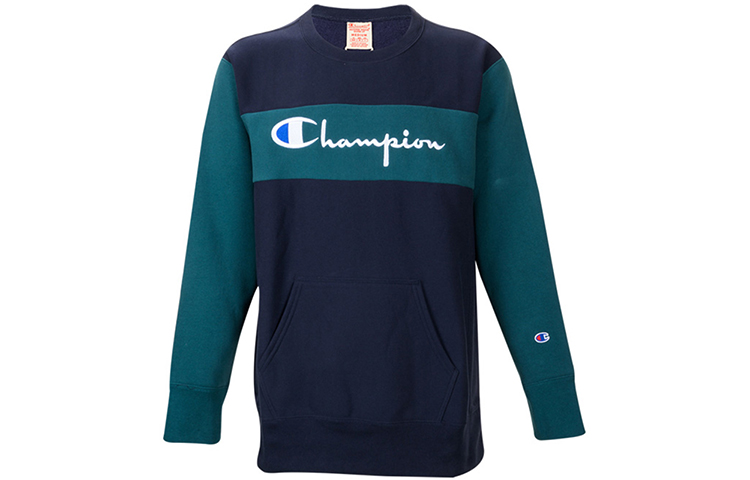 Champion Colorblock Fleece Pullover Crewneck Sweatshirt Blue () 214049-F19-BS501-NNY/TEL
