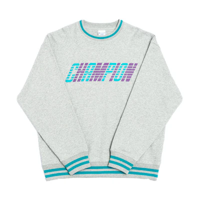 Champion Colorblock Letter Logo Printed Striped Sweatshirt Japan Unisex Light Gray C3-R001-C070