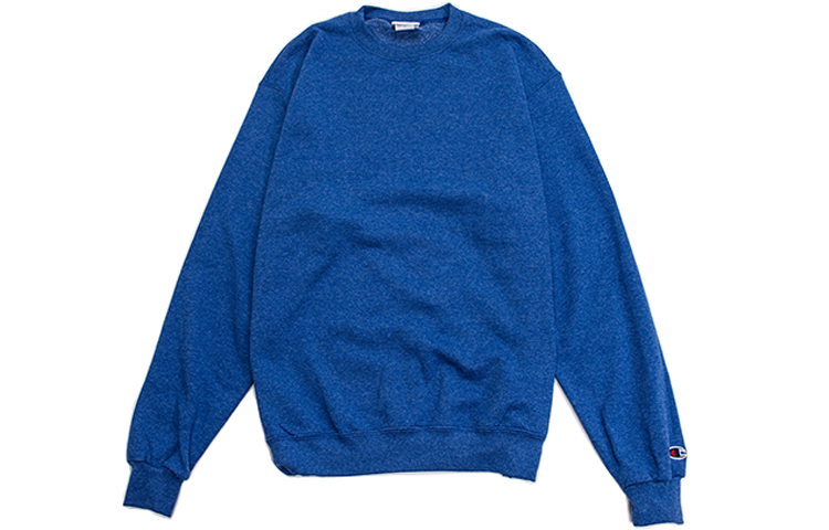Champion Cuff Logo Crewneck Fleece Pullover Sweatshirt Unisex Heather Blue S600-RH