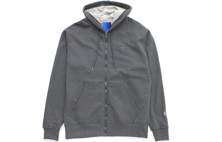 Champion Double Logo Embroidered Zipper Hoodie Unisex Couple Style - Dark Gray S0891-G61