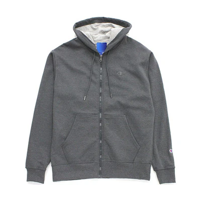 Champion Double Logo Embroidered Zipper Hoodie Unisex Couple Style - Dark Gray S0891-G61