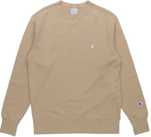 Champion Double Logo Printed Pullover Sweatshirt Japan Unisex Beige C3-Q001-780 Champion Double Logo Printed Pullover Sweatshirt Japan Unisex Beige C3-Q001-780