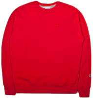 Champion Dual Logo Crewneck Fleece Sweatshirt Red (Winter Unisex US Edition) S0888-407D55-W3J Champion Dual Logo Crewneck Fleece Sweatshirt Red (Winter Unisex US Edition) S0888-407D55-W3J