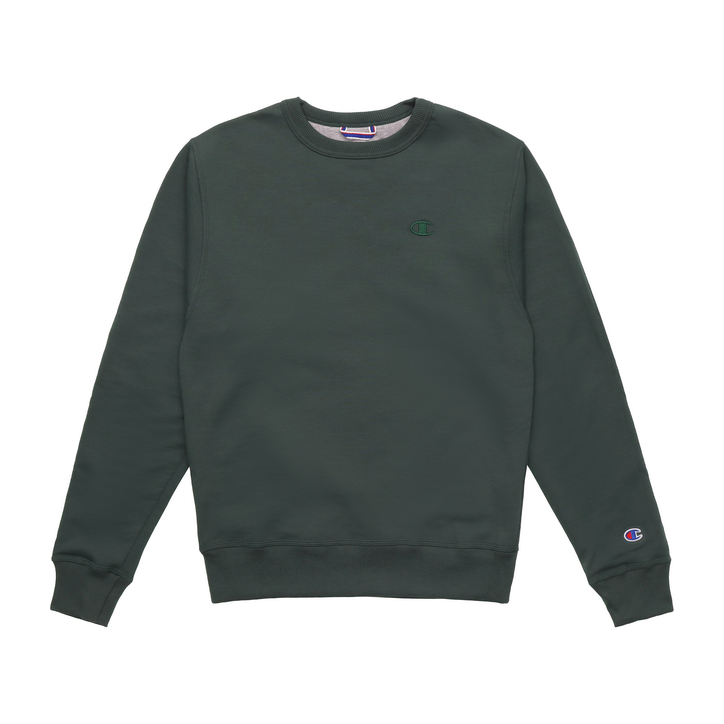 Champion Dual Logo Embroidered Fleece Pullover Crewneck Sweatshirt Green Unisex S0888-407D55-014