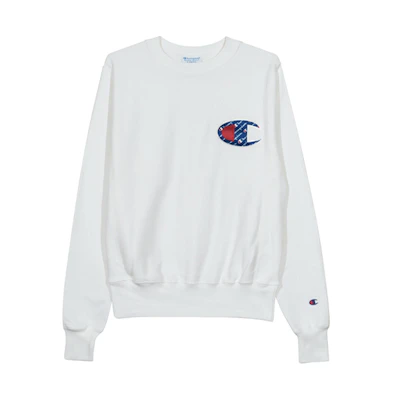 Champion Embroidered Big C Logo Crewneck Sweatshirt Unisex White GF70Y07472