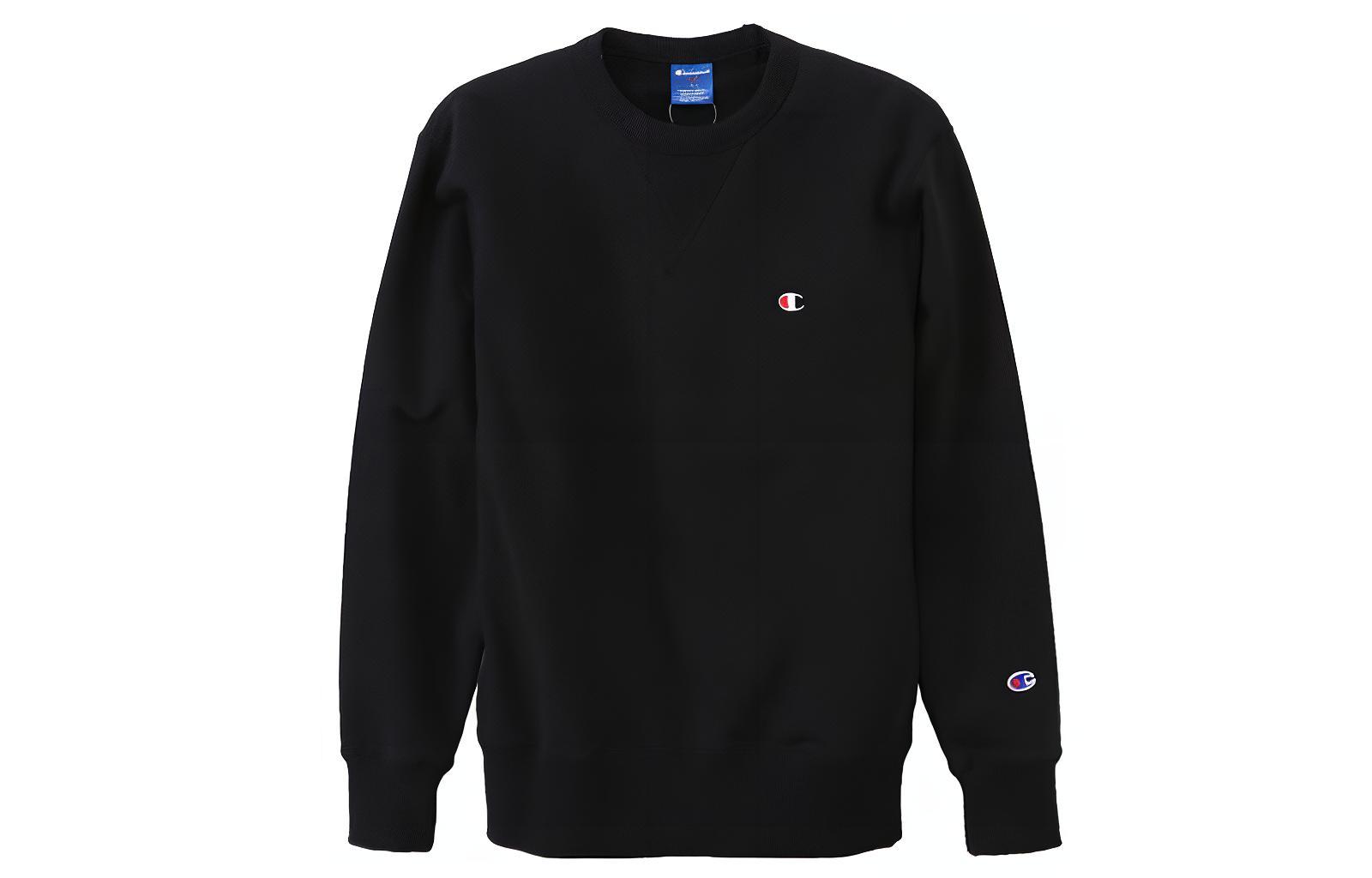 Champion Embroidered Dual Logo Crewneck Sweatshirt Black (Unisex, Japan Edition) C3-LS050-090