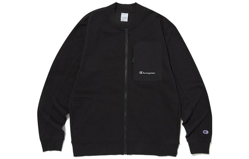 Champion Embroidered Logo Black Varsity Jacket for Men CKJA3F009BK