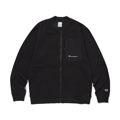Champion Embroidered Logo Black Varsity Jacket for Men CKJA3F009BK