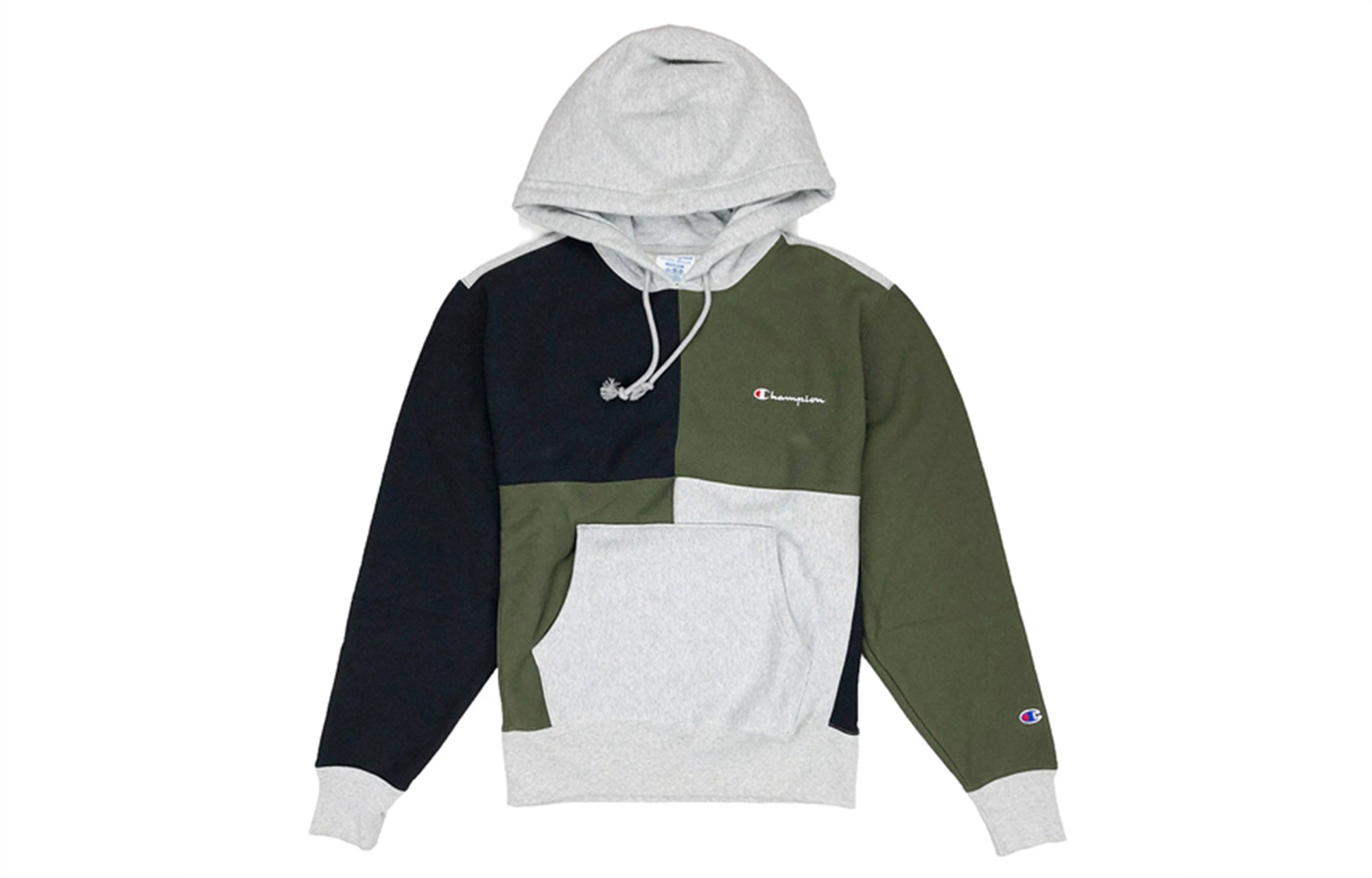 Champion Embroidered Logo Colorblock Fleece Pullover Unisex Black/Grey/Army Green S3370-549724-JT8