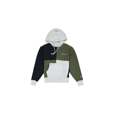 Champion Embroidered Logo Colorblock Fleece Pullover Unisex Black/Grey/Army Green S3370-549724-JT8