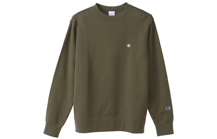 Champion Embroidered Logo Crewneck Sweatshirt Japan Unisex Military Green C3-Q001-655
