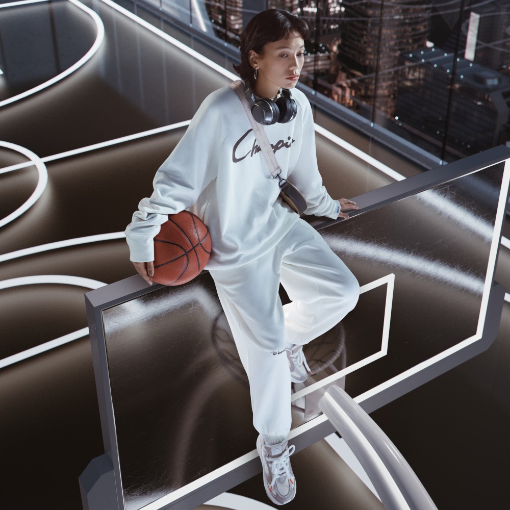 Shop Champion Embroidered Logo Crewneck Sweatshirt Unisex Casual Sportswear UM-XSW03