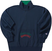 Champion Embroidered Logo Half-Zip Fleece Pullover - Unisex Couples Edition (Japan) C3-U015 Champion Embroidered Logo Half-Zip Fleece Pullover - Unisex Couples Edition (Japan) C3-U015