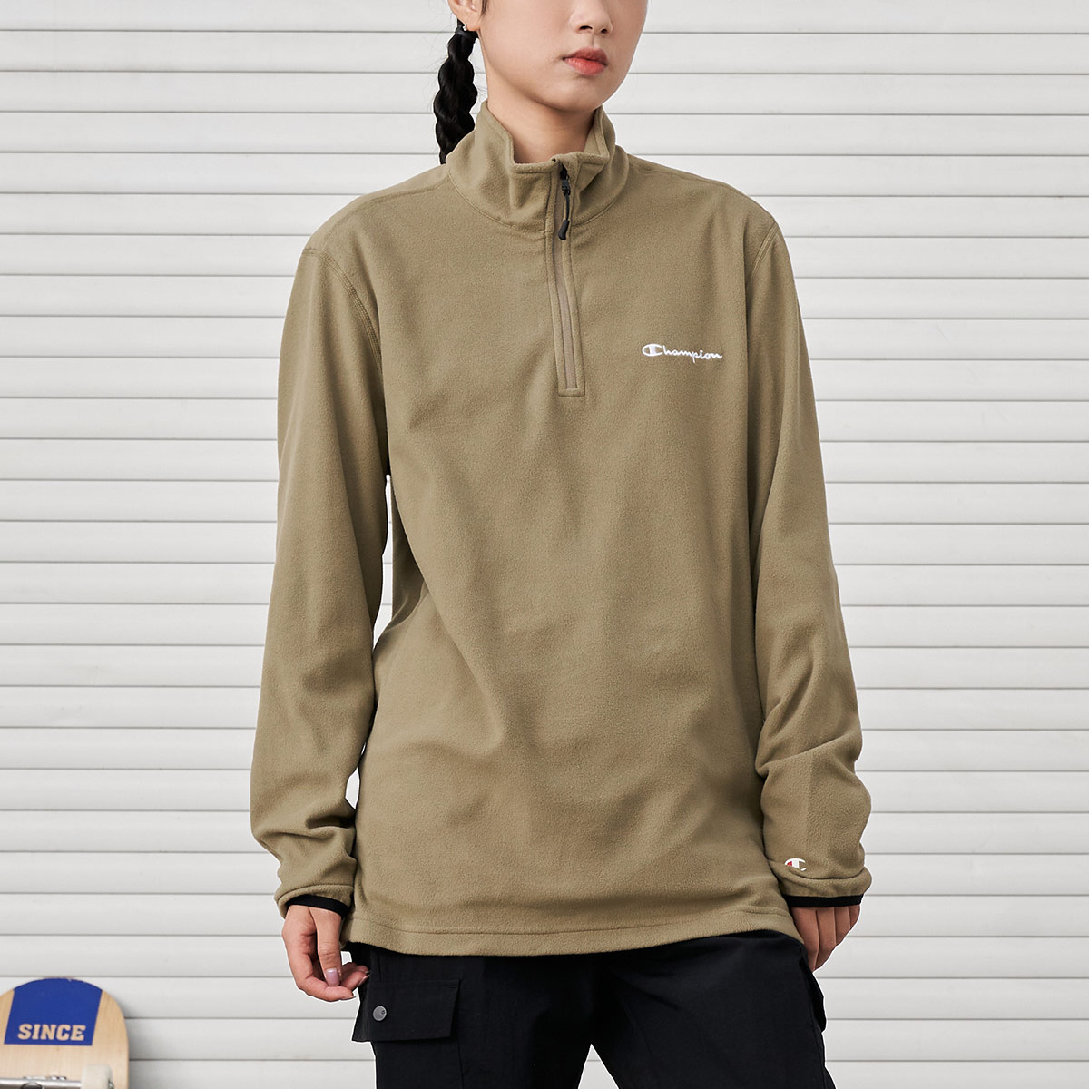 Cheap Champion Embroidered Logo Half-Zip Stand-Collar Oversized Jacket Unisex EM-UOT03