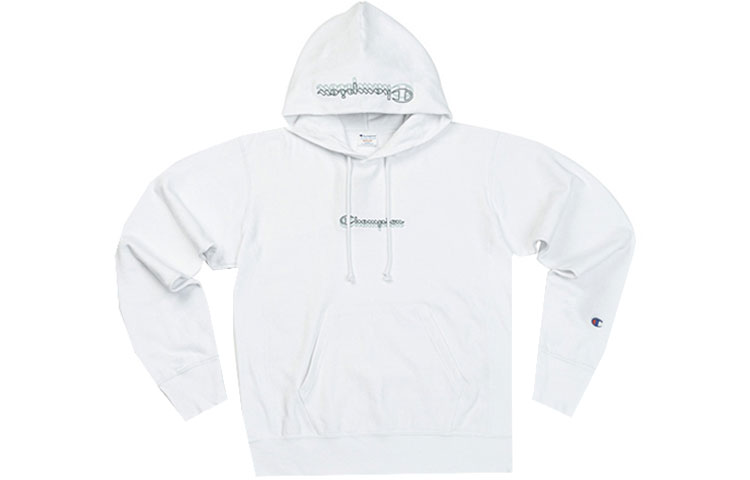 Champion Embroidered Logo Hoodie Japan Edition Unisex White Couples Style C3-S104-M101