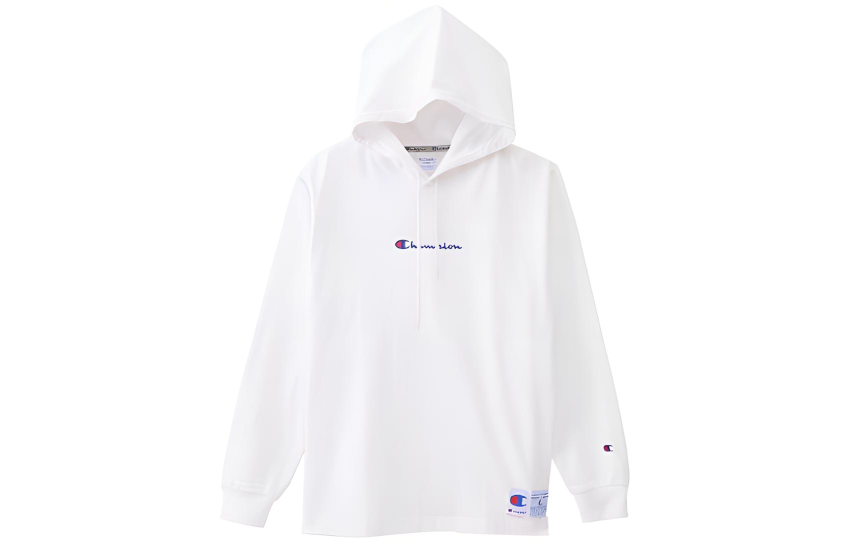 Champion Embroidered Logo Long Sleeve Sweatshirt Unisex White Japan Edition C3-M414-D-C010