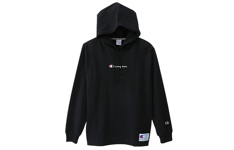 Champion Embroidered Logo Unisex Black Pullover Sweatshirt Long Sleeve C3-M414-D-C090