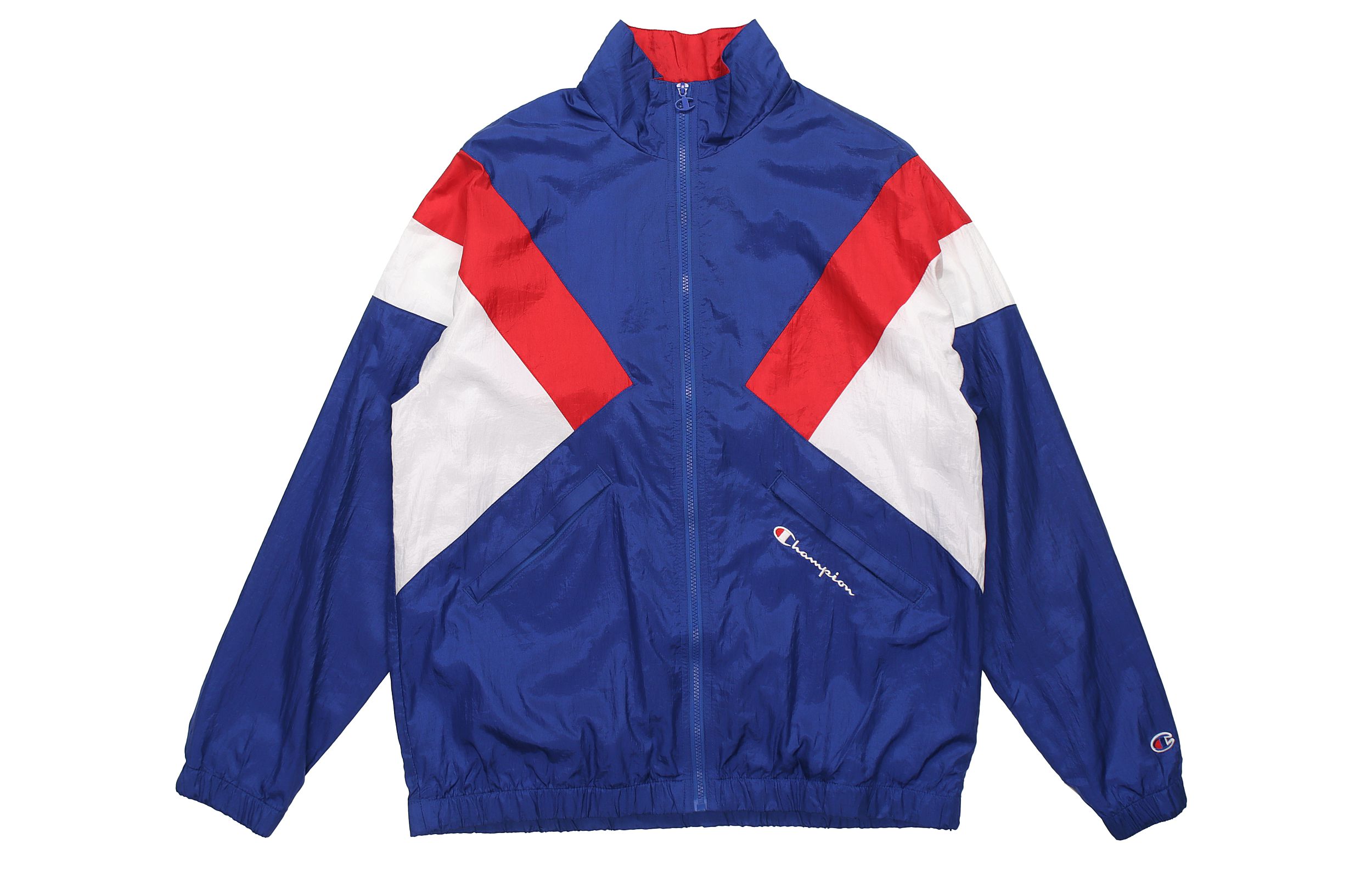 Champion Embroidered Nylon Baseball Jacket Blue - Unisex Casual Sportswear V5084-549962-L01