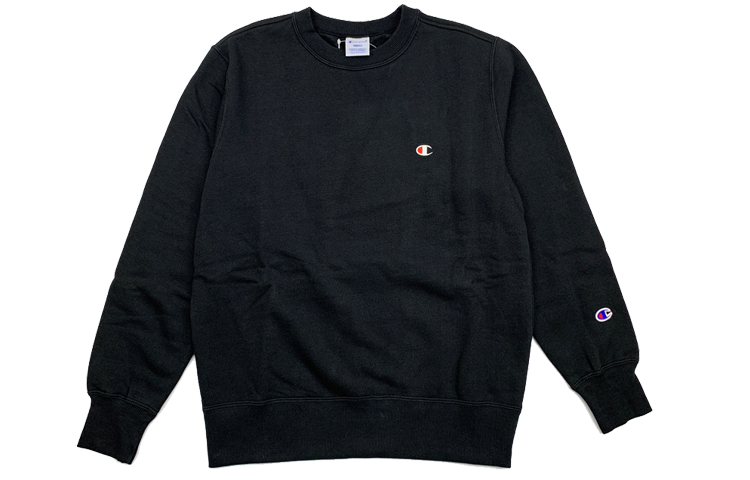 Champion Embroidered Pullover Crewneck Sweatshirt Japan Unisex Black C3-C024BLACK