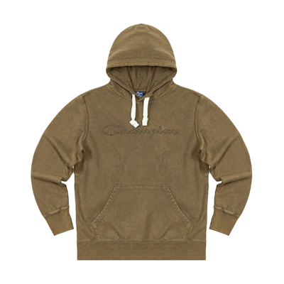 Champion Embroidered Script Logo Cotton Sweatshirt Unisex Dark Khaki EM-SSW17-M703