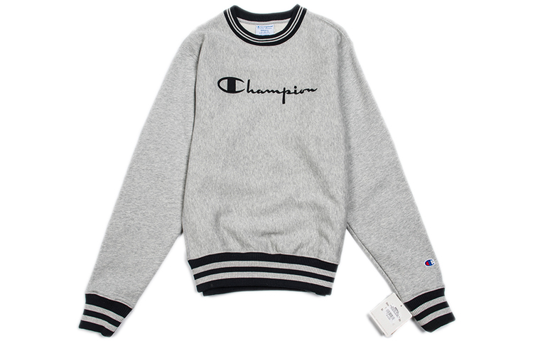 Champion Embroidered Script Logo Pullover Crewneck Unisex Grey S3358-550025-EKJ