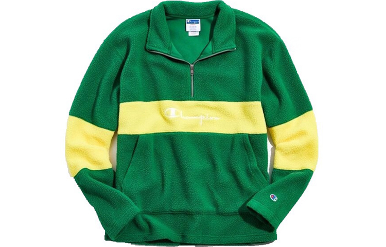 Champion Embroidered Sherpa Fleece Half-Zip Pullover Sweatshirt Green Unisex S6632-551144-VNG