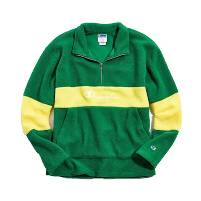 Champion Embroidered Sherpa Fleece Half-Zip Pullover Sweatshirt Green Unisex S6632-551144-VNG