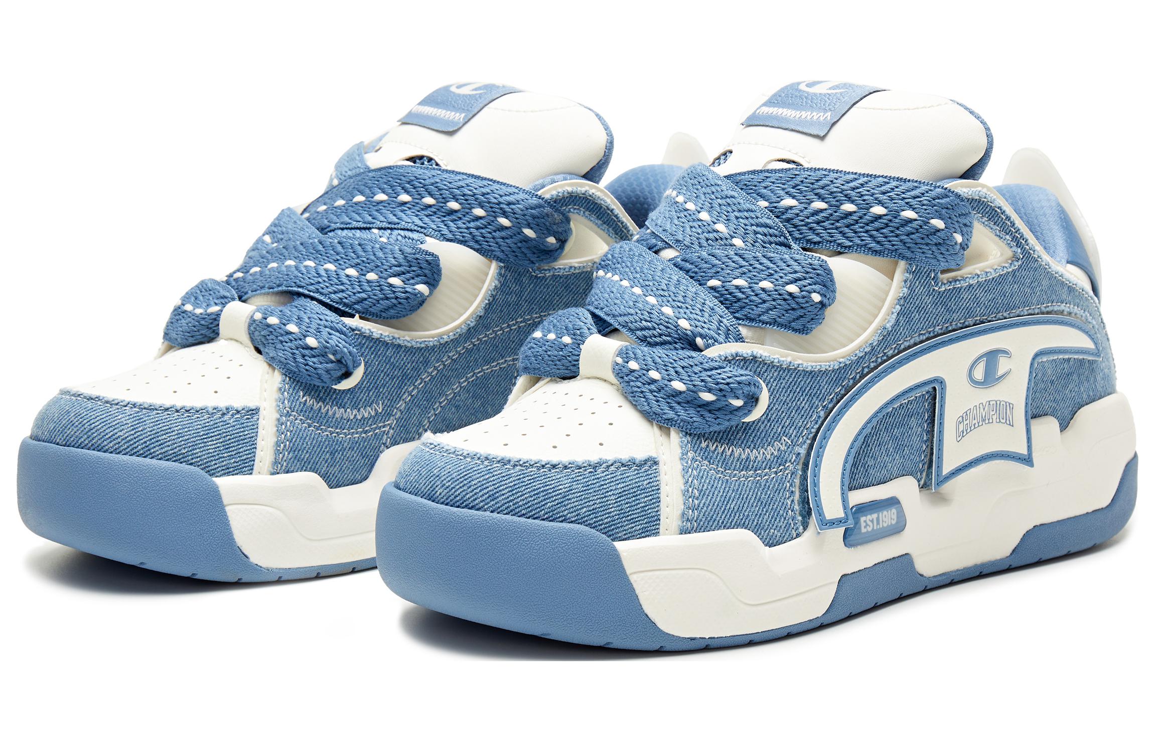 Champion Essentials 'Force Blue Milk White Velcro Fun Low-Top Sneakers' 圖 3