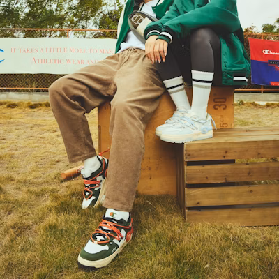 Champion Essentials Bumper V1 'Green Orange' U3AFCTM11N8 Cheap Champion Essentials Bumper V1 'Green Orange' U3AFCTM11N8