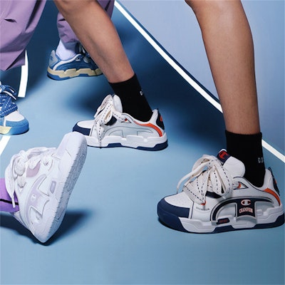 Champion Essentials Low 'Bread Shoe Magic Tape Removable Logo Fun Casual White Blue' U3CFCTM16M8 1