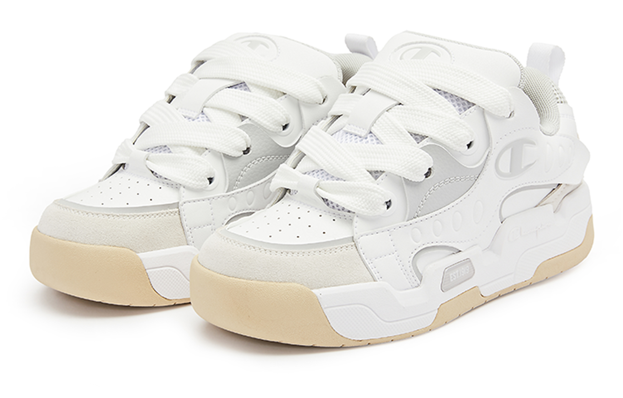 Lookbook Champion Essentials Low ''Kleurblok Wit Grijs'' U3DFCTM06A4