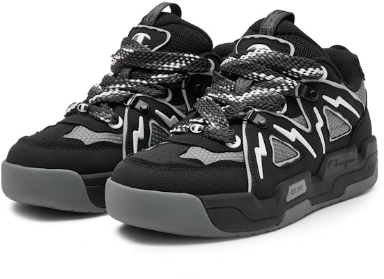 Champion Essentials Mix Skate V1 'Patchwork Thick Sole Low Top Black' U4AFCTM14U1 Lookbook Champion Essentials Mix Skate V1 'Patchwork Thick Sole Low Top Black' U4AFCTM14U1