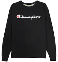 Champion Fleece-Lined Black Crewneck Sweatshirt Unisex Letter Print Sports Style GF88H-Y06794-BKC Champion Fleece-Lined Black Crewneck Sweatshirt Unisex Letter Print Sports Style GF88H-Y06794-BKC