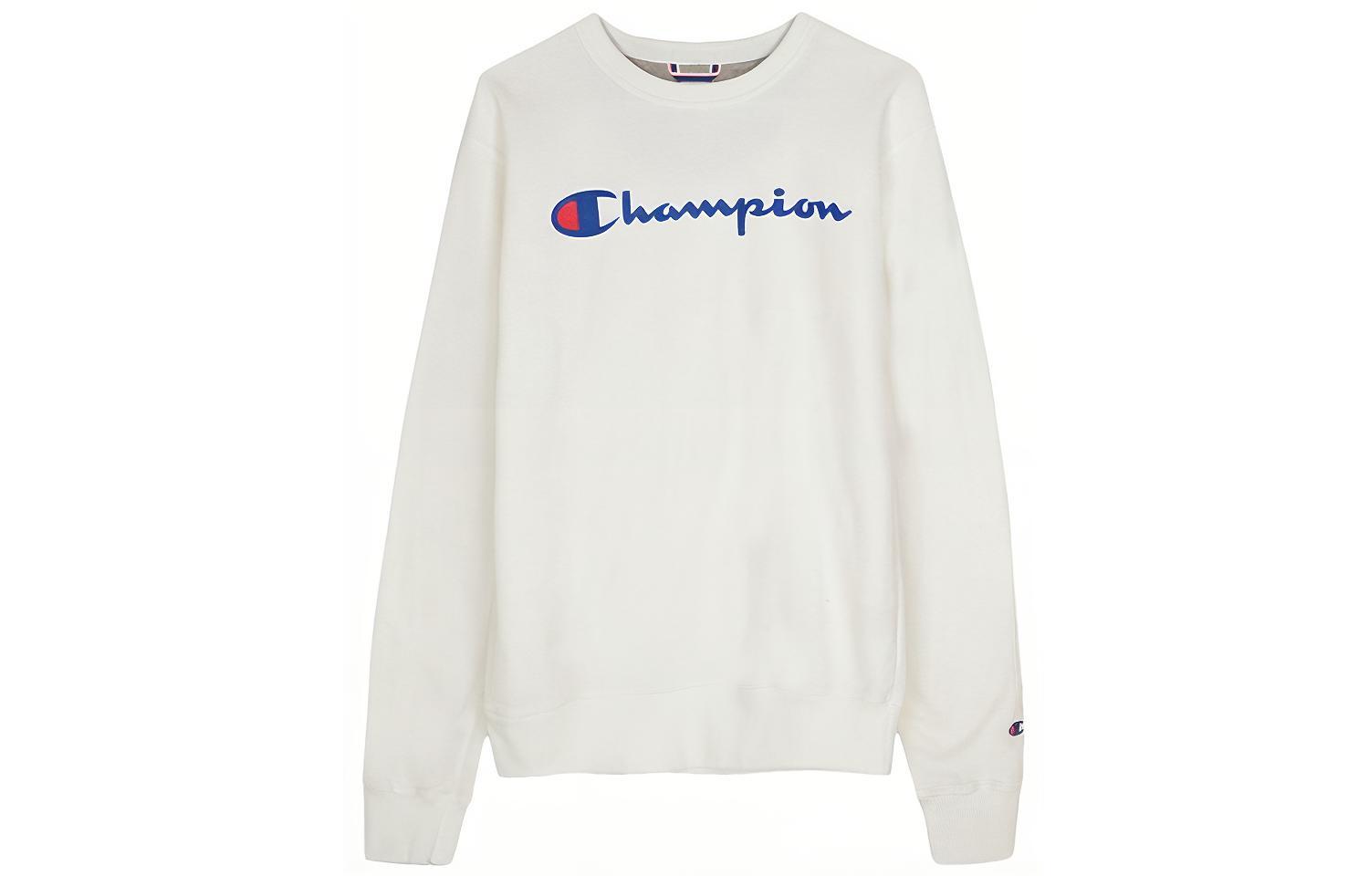 Champion Fleece-Lined Printed Crewneck Sweatshirt Unisex White Casual Fashion GF88H-Y06794-WHC