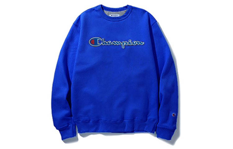 Champion Fleece Crewneck Sweatshirt Script Logo Unisex Royal Blue US Version GF88H-Y07416-5EC